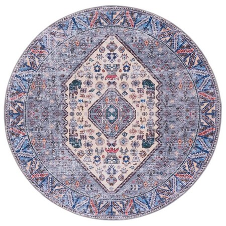 Safavieh 6 x 6 ft. Tucson Collection Round Power Loomed Rug; Beige & Grey TSN194C-6R